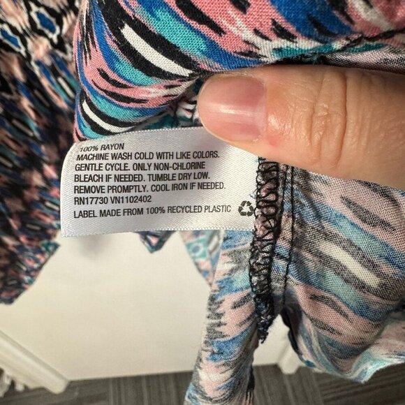 Xhilaration colorful tribal print handkerchief hem tank top.  Summer - Picture 5 of 7